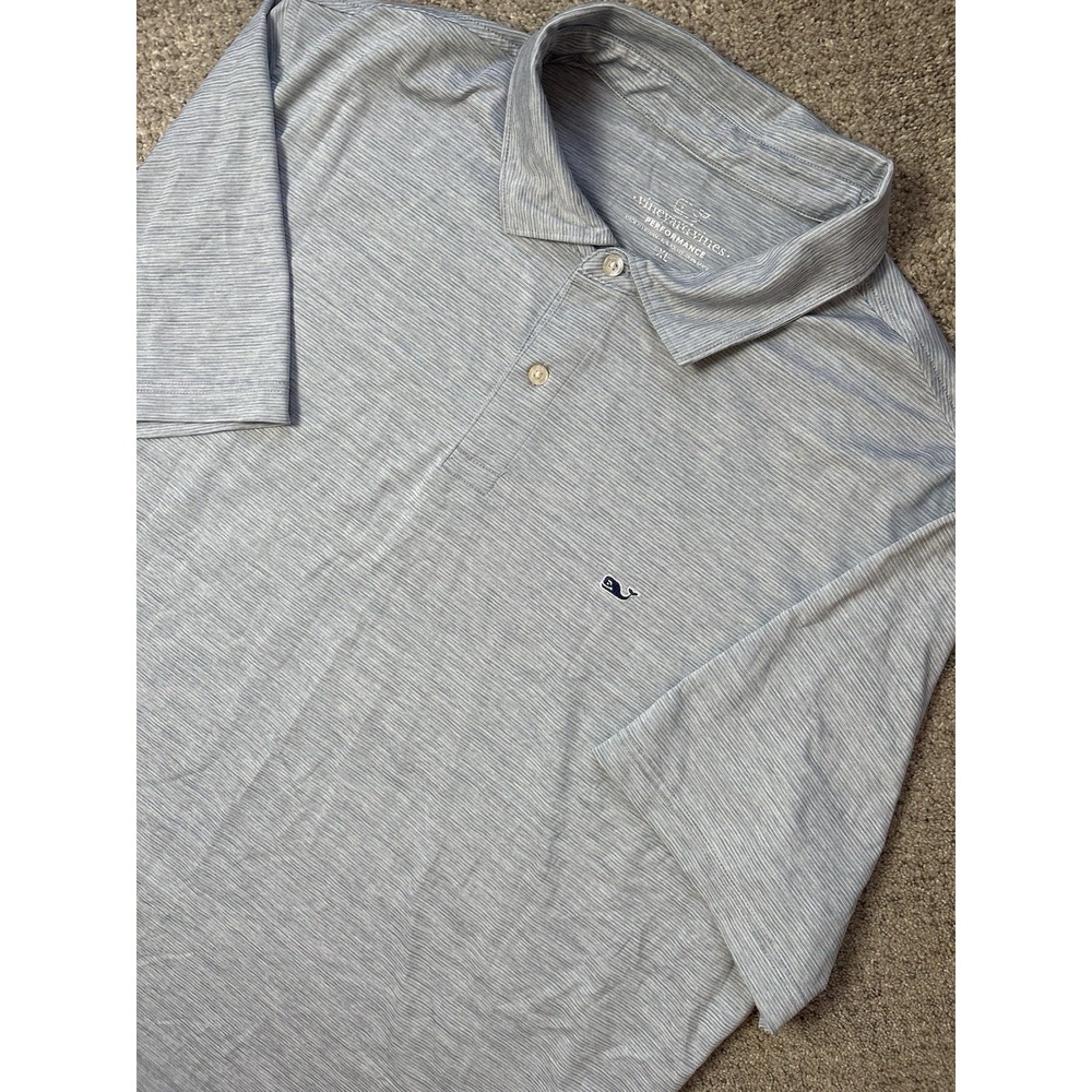 Vineyard Vines Mens XL Short Sleeve Performance Golf Polo Shirt Whale Solid Gray